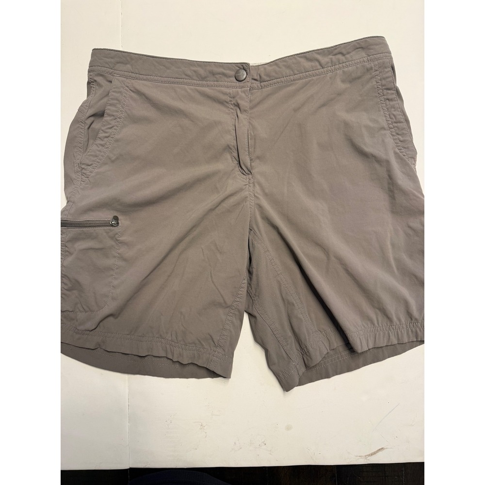 LL Bean Womens Hiking Shorts Taupe Gray Size 14 Regular Cargo Pockets Outdoor